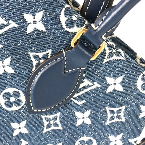 Louis Vuitton On the go MM Monogram Denim jacquard blue Tote Bag - Picture 11 of 16